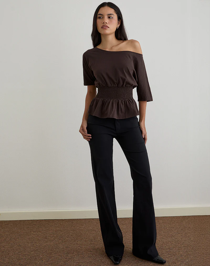 Domani Off the Shoulder Top in Chocolate