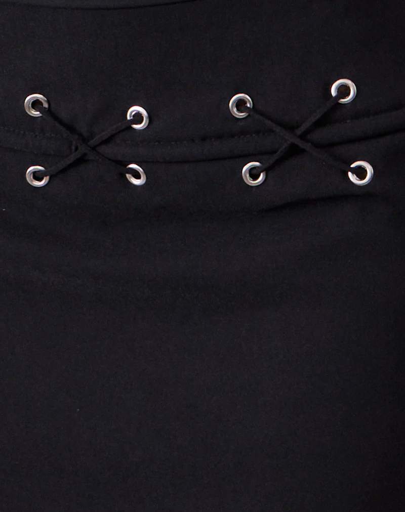 Olma Lace Up Mini Skirt in Tailoring Black