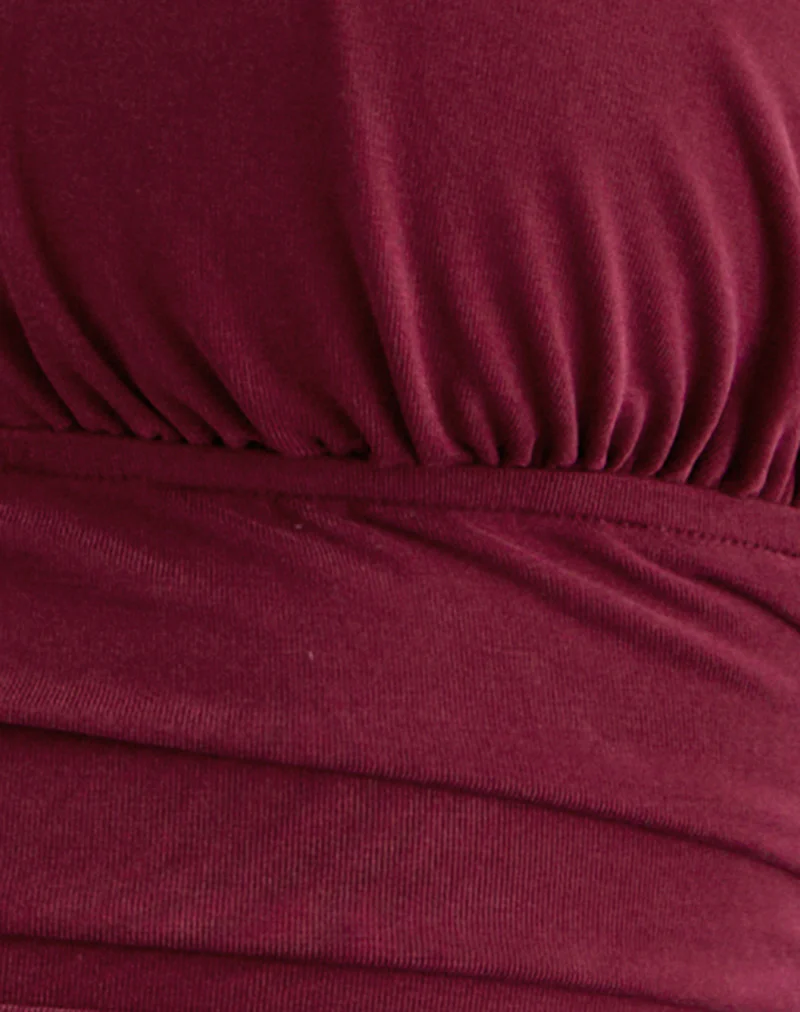 Cosimo Halterneck Top in Cupro Dark Red