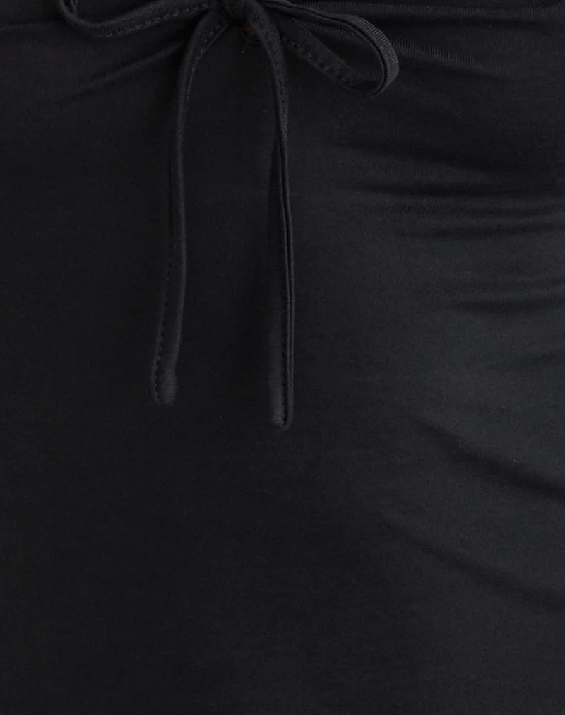 Saiba Cap Sleeve Top in Cupro Black