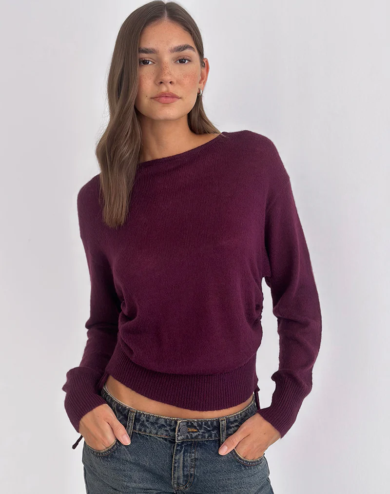 Grisha Long Sleeve Knit Top in Plum