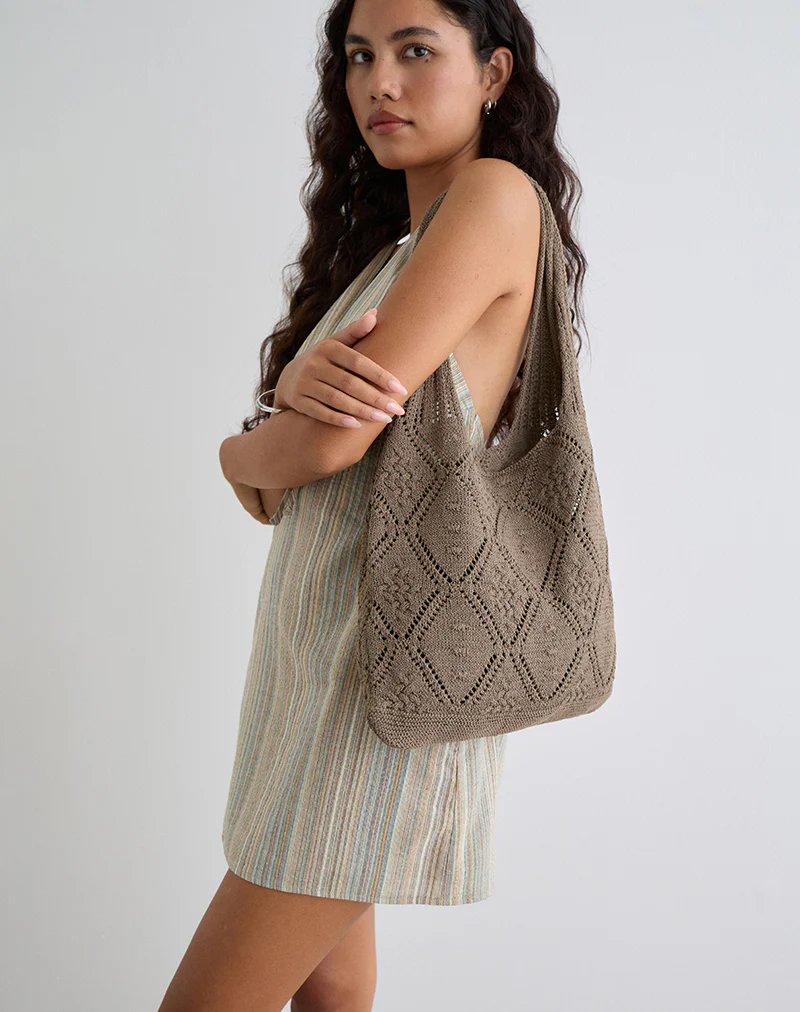 Fika Crochet Bag in Brown