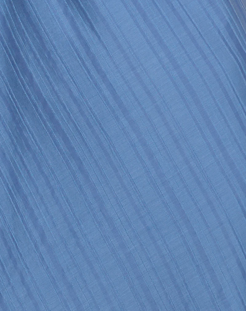 Elayna Midi Dress in Chiffon Stripe Blue