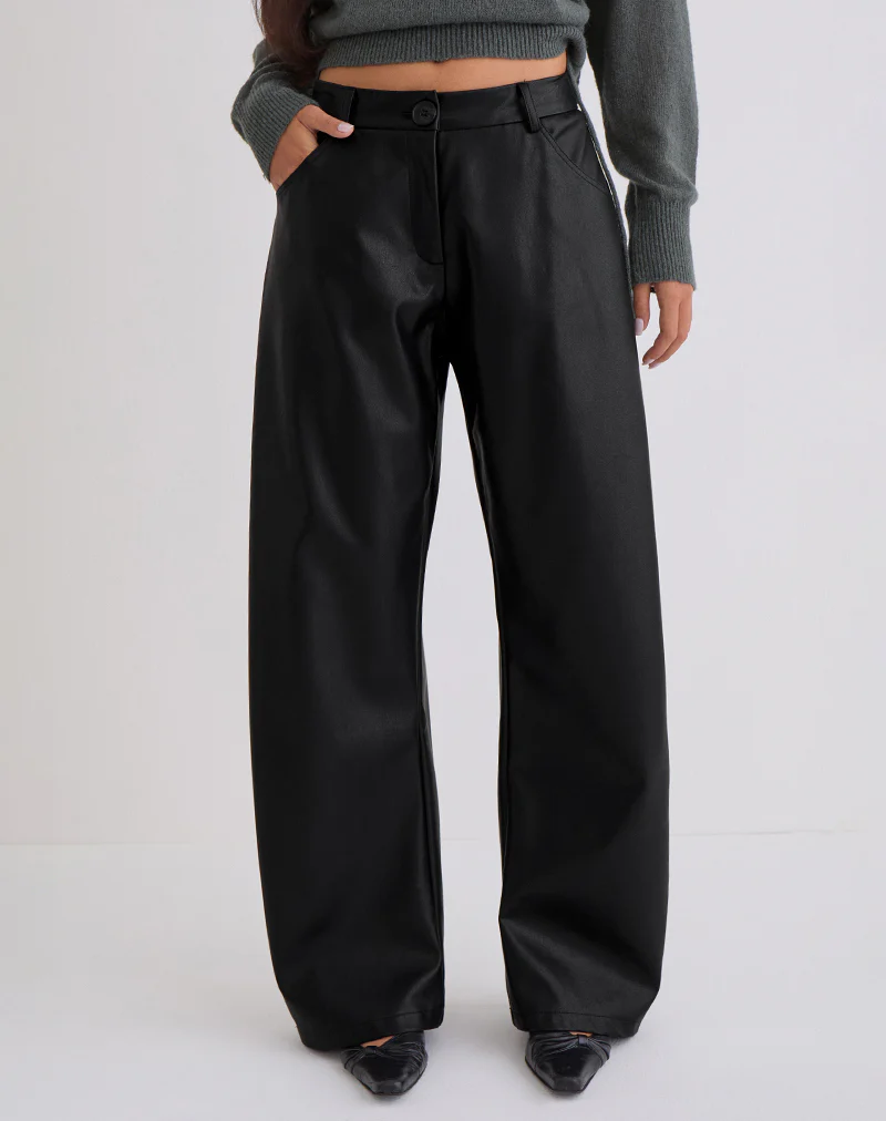 Barvyn Barrel Leg Trouser in PU Black