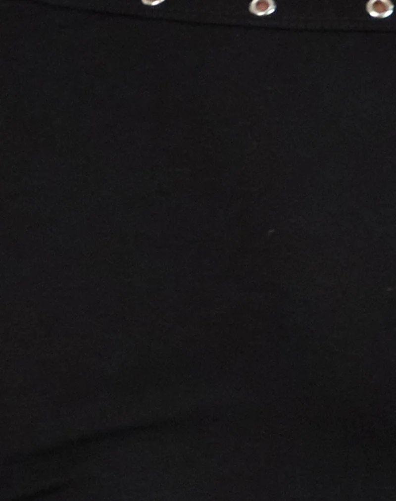 Noraba One Shoulder Top in Black with Eyelets