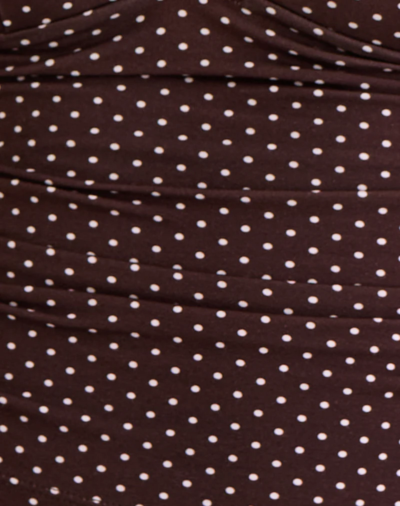 Lycia Plunge Top in Micro Polka Brown