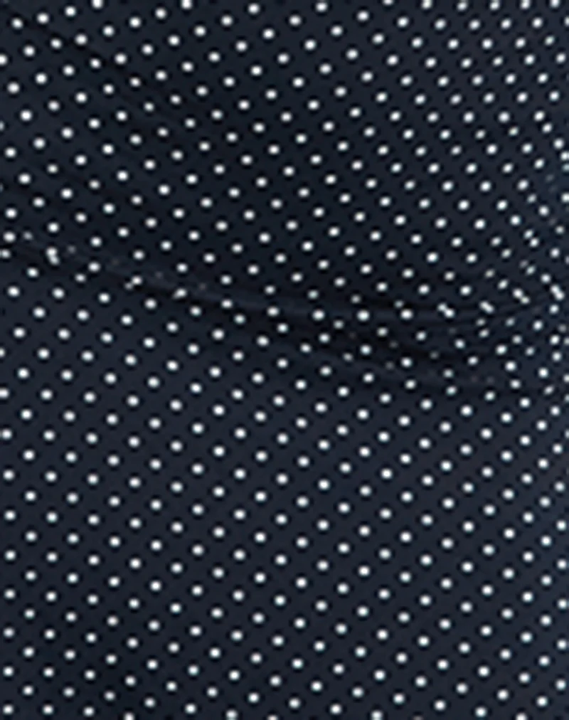 Luscian Plunge Mini Dress in Micro Polka Navy