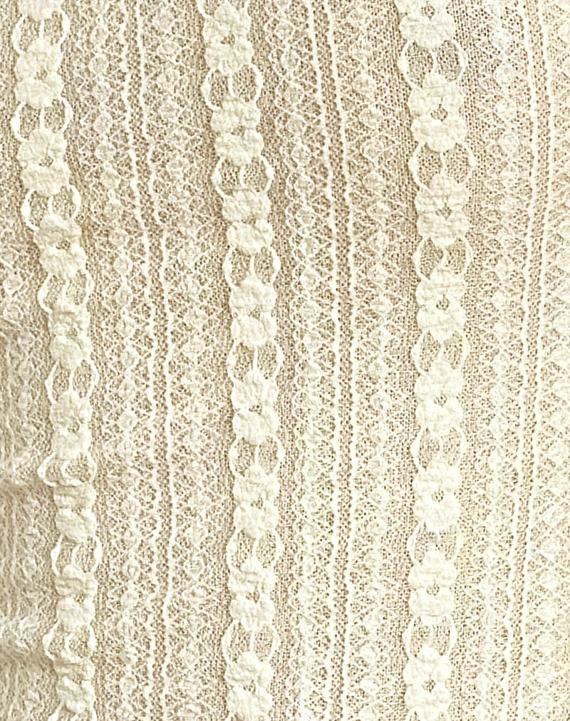 Malakai Long Sleeve Top in Lace Cream