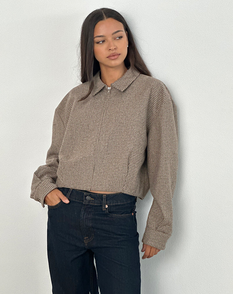 Carlo Cropped Jacket in Check Brown