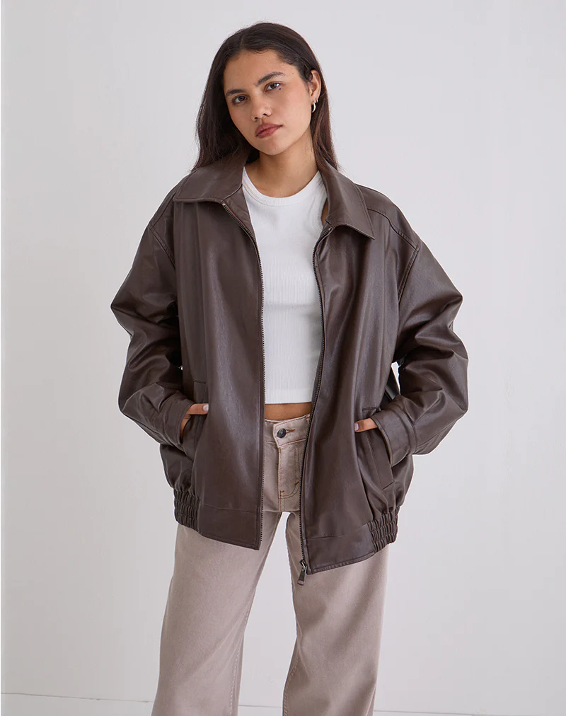 Cavita Jacket in PU Bitter Chocolate