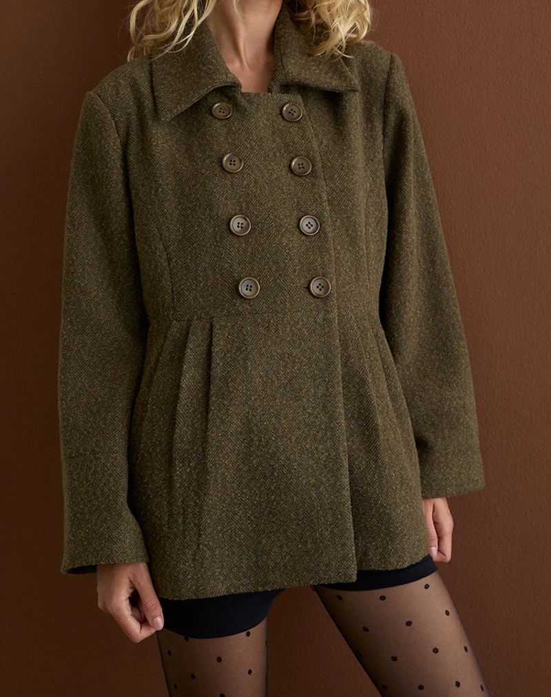 Locarti Coat in Herringbone Olive