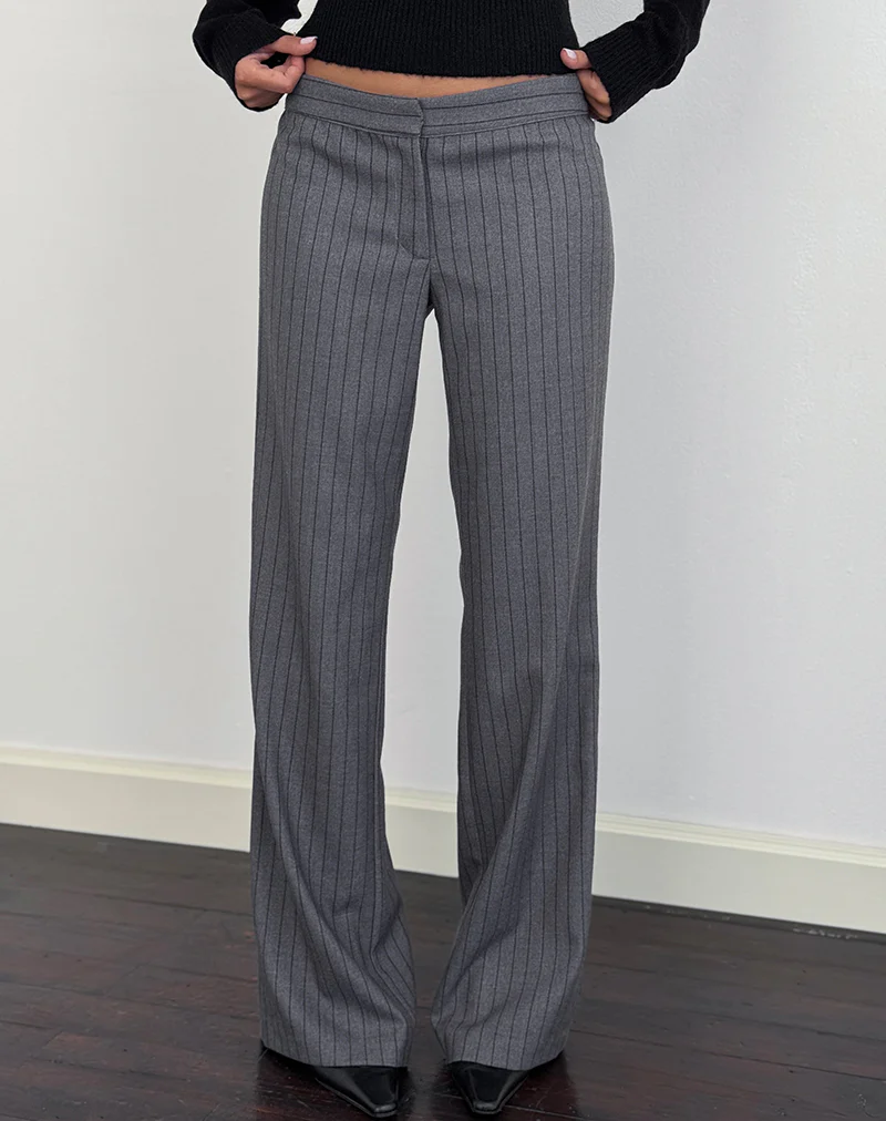Ganta Slim Trouser in Pinstripe Charcoal