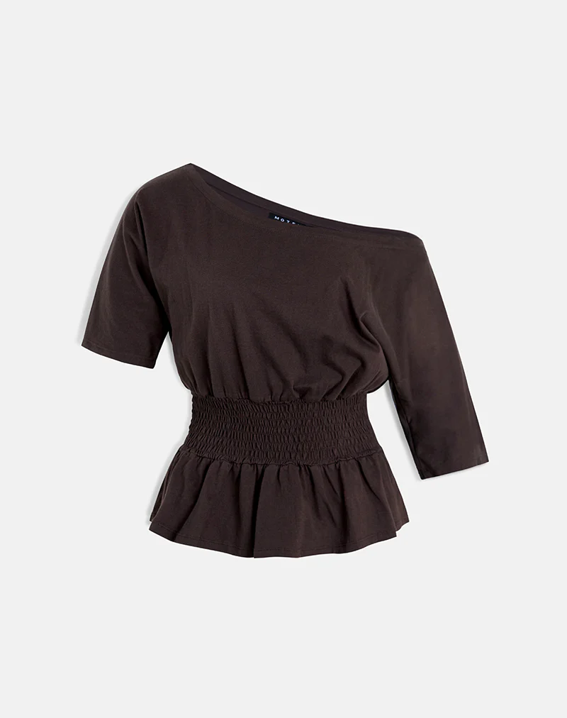 Domani Off the Shoulder Top in Chocolate