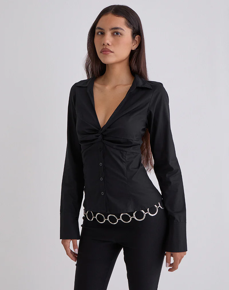 Karis Shirt in Poplin Black