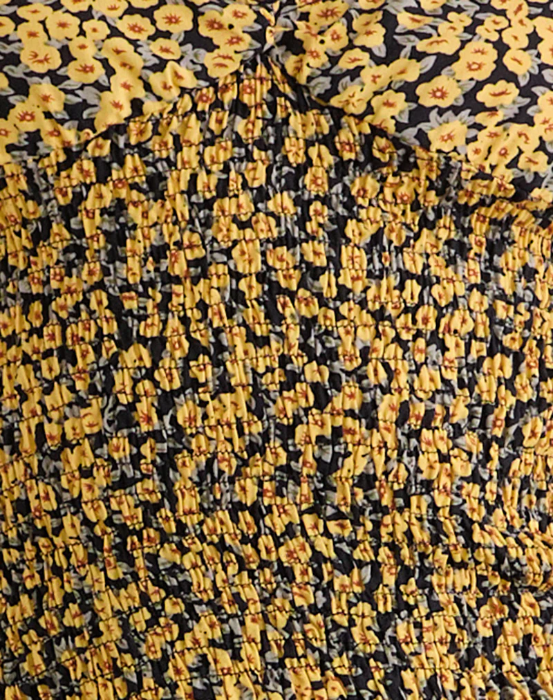 Shizu Cap Sleeve Top in Mini Bloom Yellow