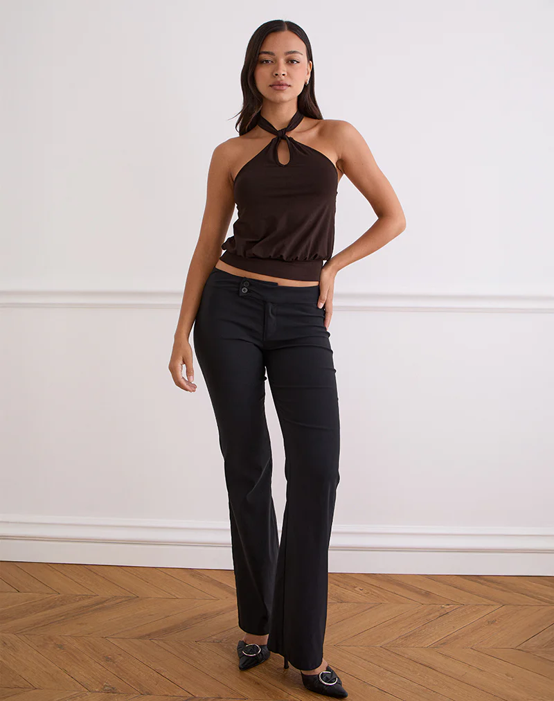Giunea Knot Halter Top in Bitter Chocolate