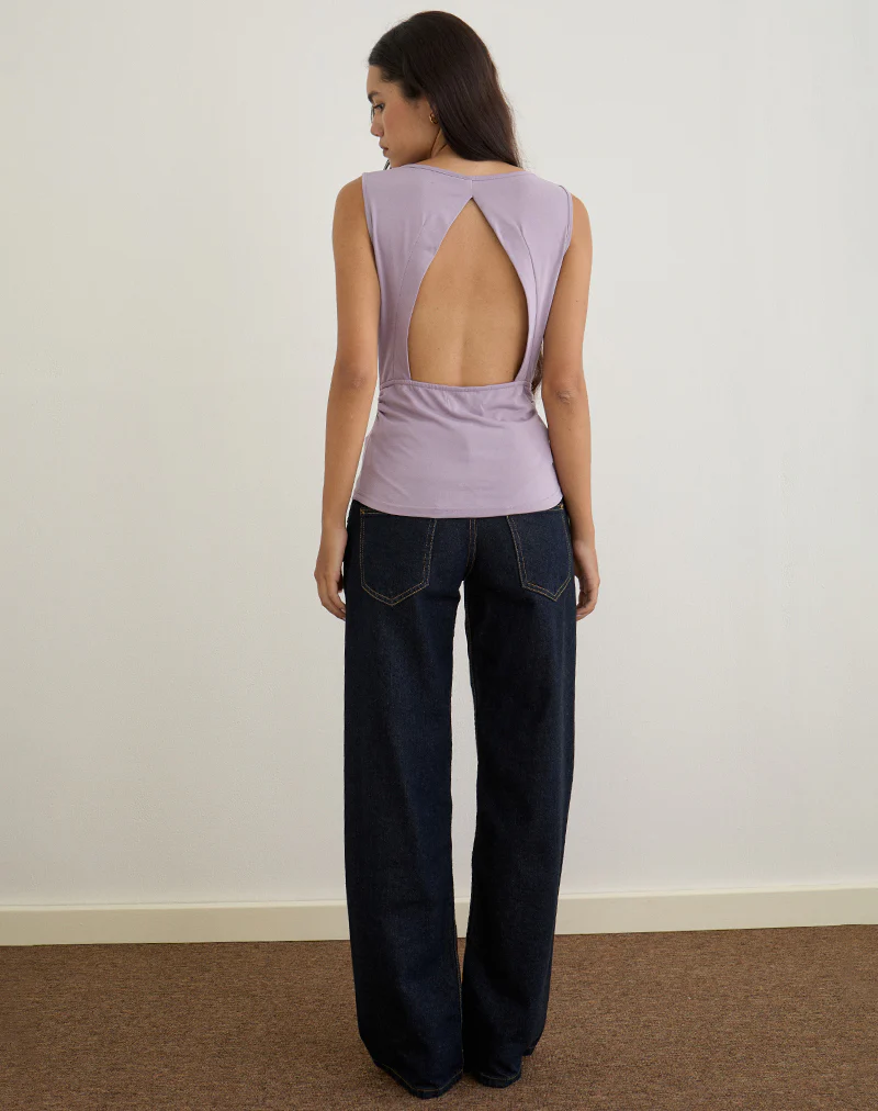 Nali Cowl Knot Top in Cupro Lavender
