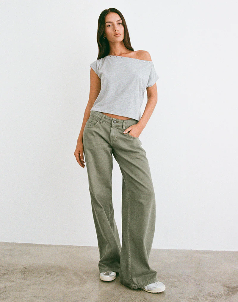 Low Rise Roomy Jeans in Fern Green