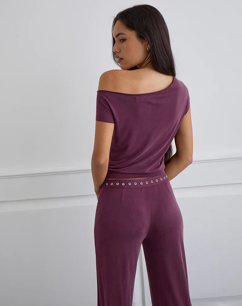 Elysian Asymmetric Top in Cupro Plum