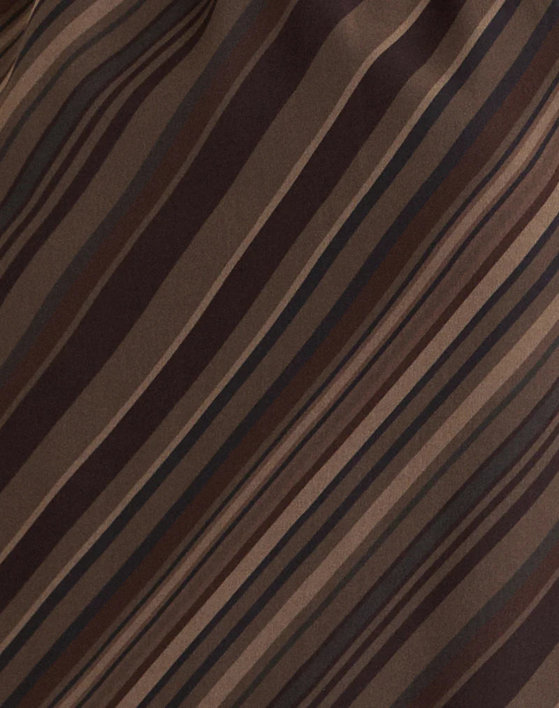 Brielle Top in Chiffon Mix Brown Stripe