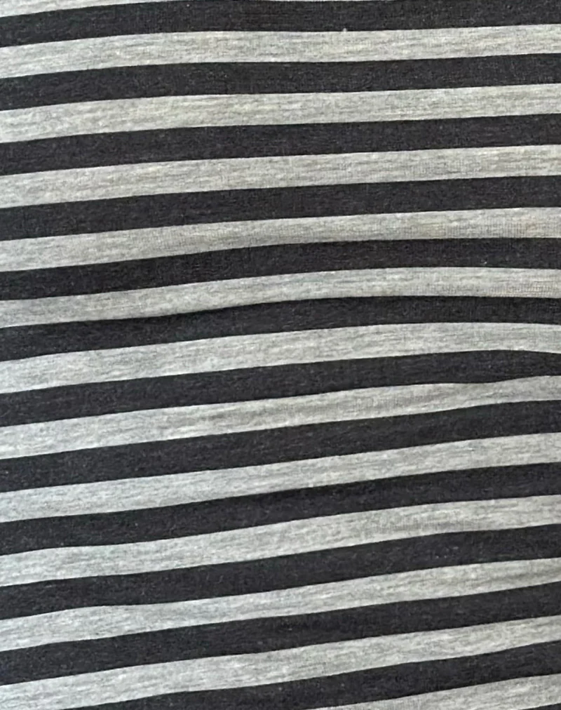 Dalene Asymmetric Long Sleeve Top in Grey and Black Stripe