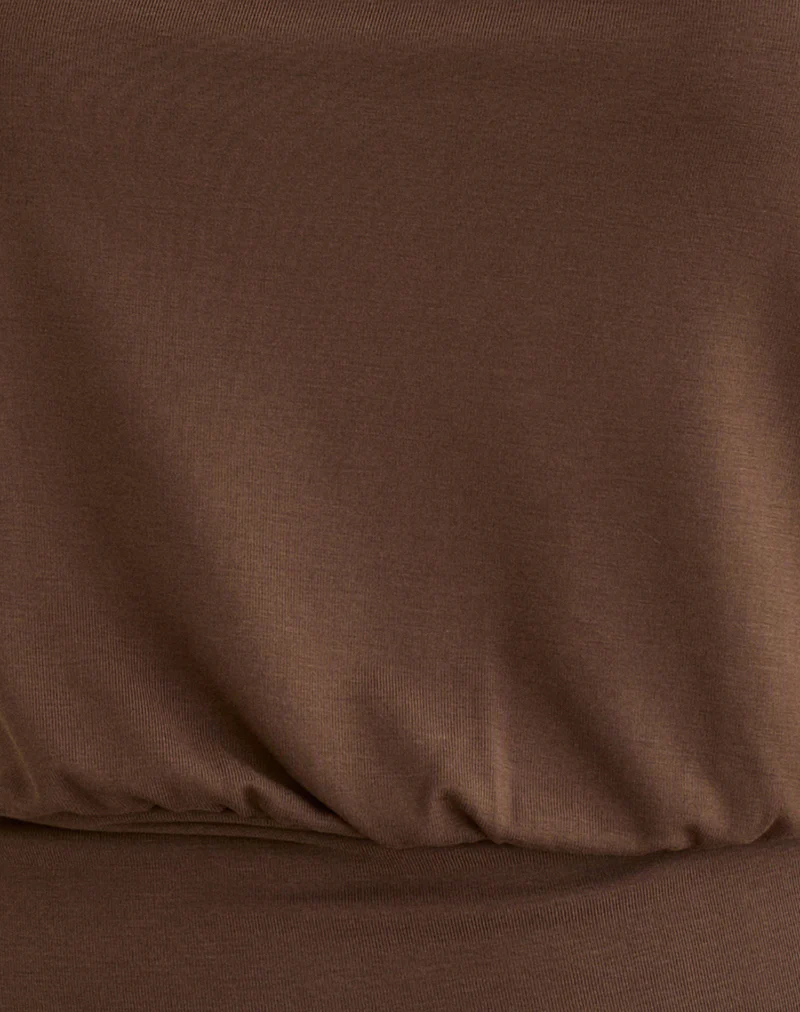 Leocadia Bandeau Top in Cupro Bitter Chocolate