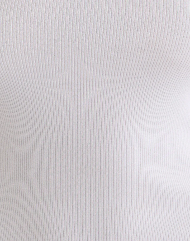 Cariter Racer Vest Top in Ribbed Off White