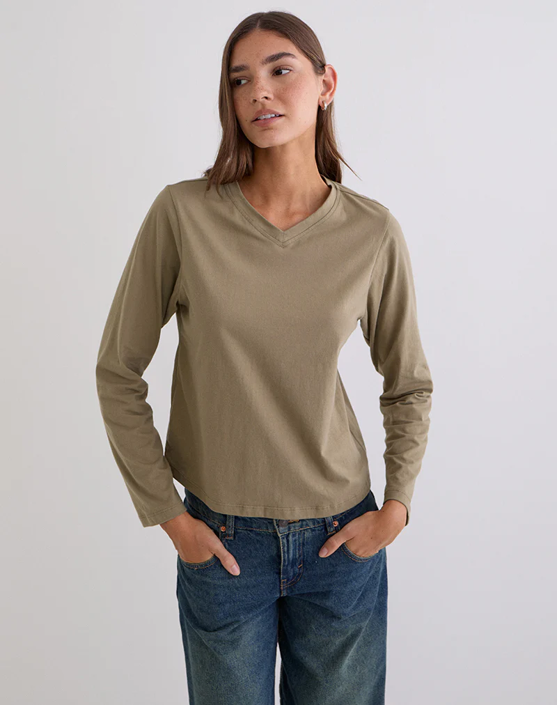 Feman Top in Jersey Khaki