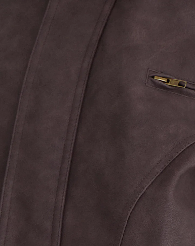 Aviara Cropped Jacket In PU Dark Brown