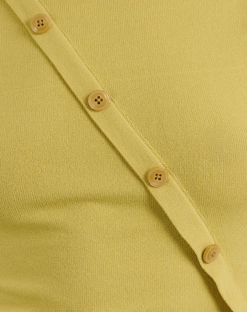 Elyra Asymmetric Top in Knit Golden Green