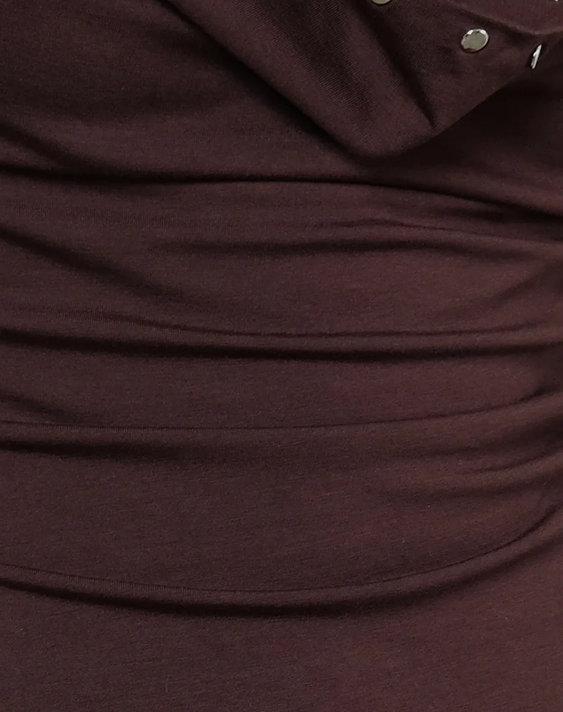 Slater Studded Top in Rayon Jersey Bitter Chocolate