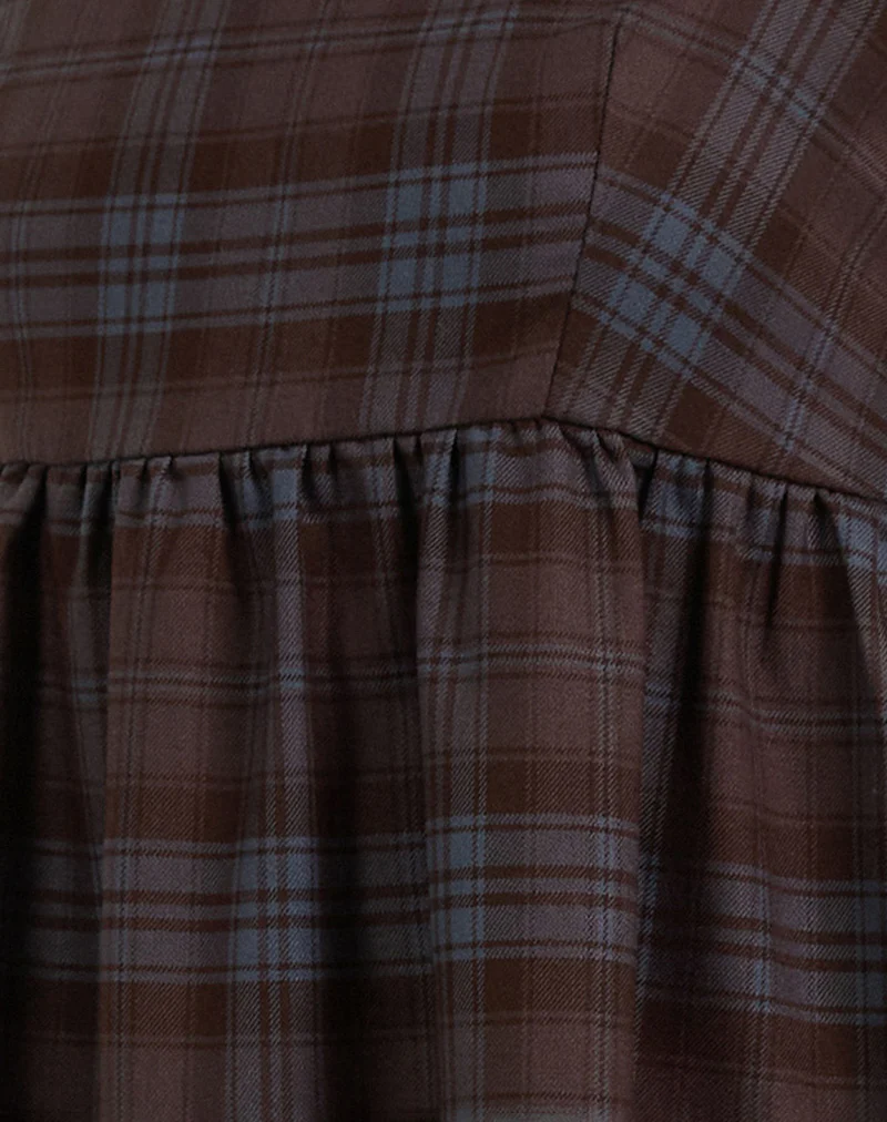 Mikayla Mini Dress in Burgundy and Blue Check