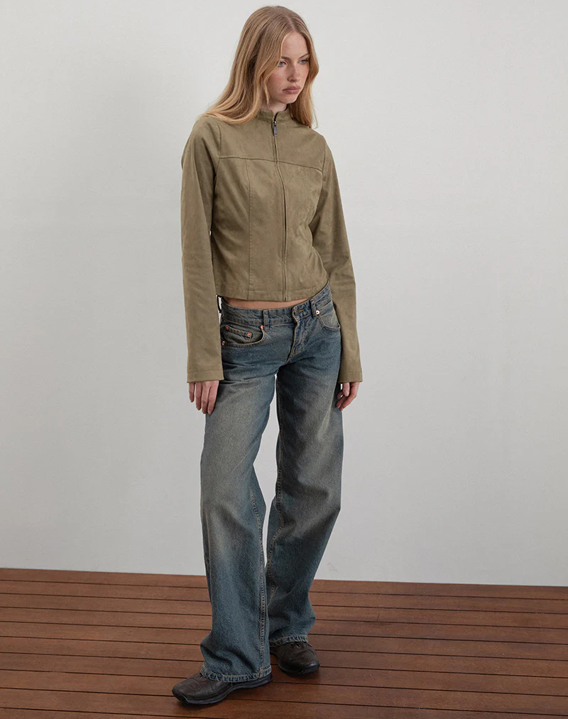 Mandy Jacket in Faux Suede Walnut