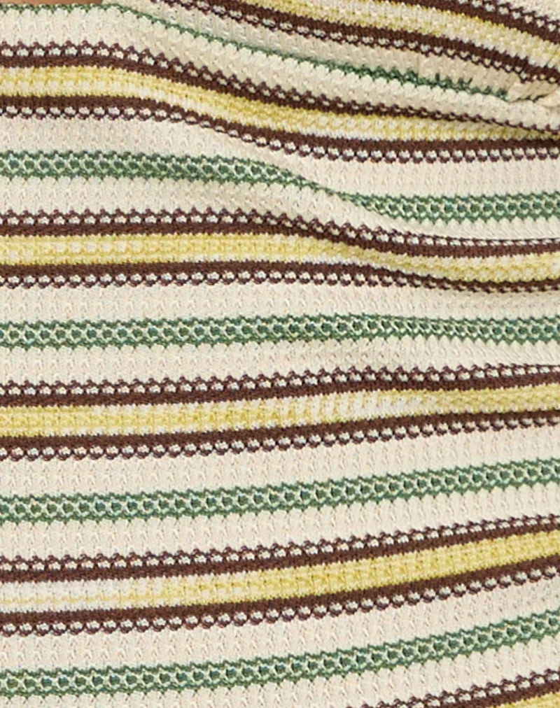 Cosimo Halterneck Top in Stripe Yellow and Green