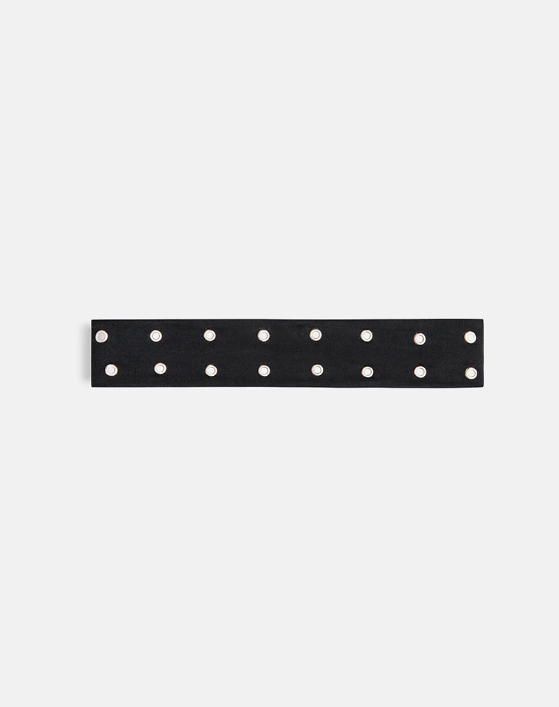Eyelet Headband in Black