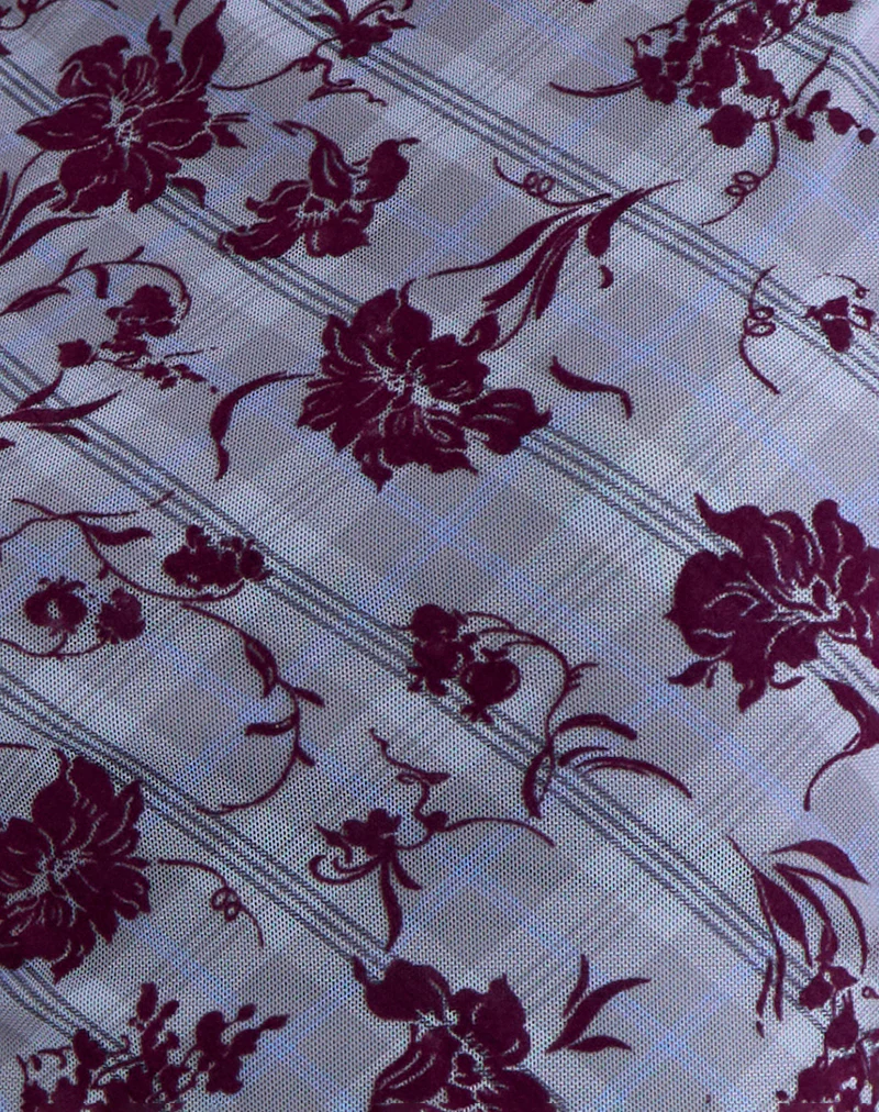 Soyan Asymmetrical Top in Lotus Flock Check Lavender