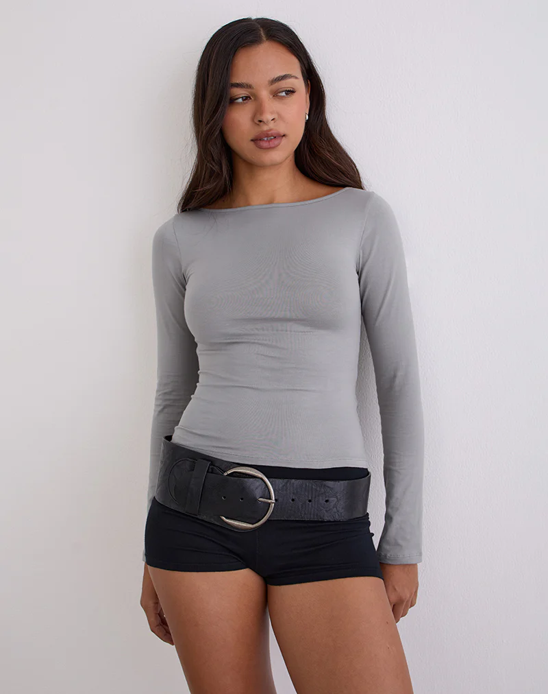 Amabon Long Sleeve Top in Grey