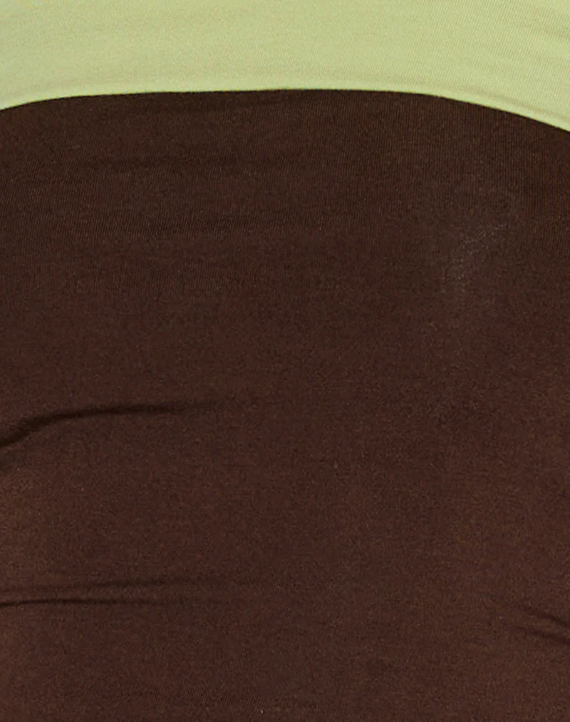 Solna Bandeau Top in Chocolate Brown with Pistachio Binding
