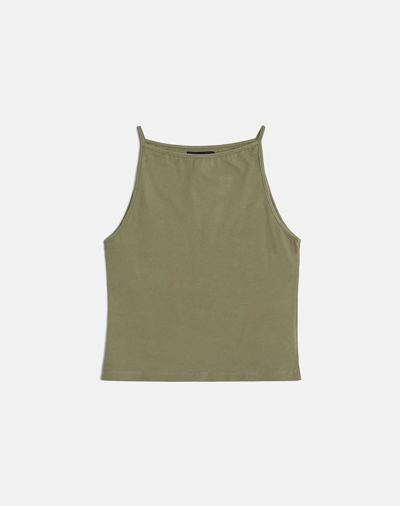 Dudley Vest Top in Jersey Khaki