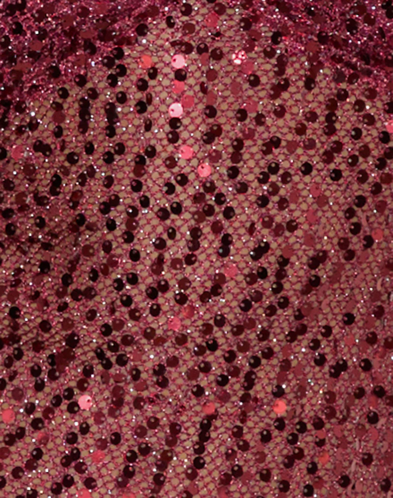 Karachi Triangle Cami Top in Sequin Burgundy