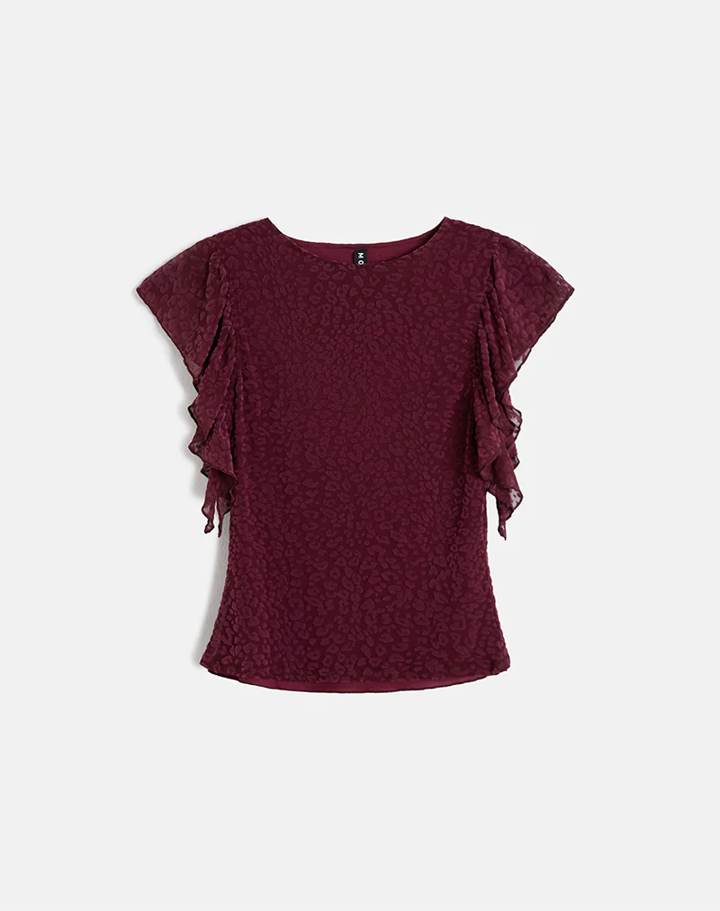 Harsya Top in Flock Mini Leopard Plum