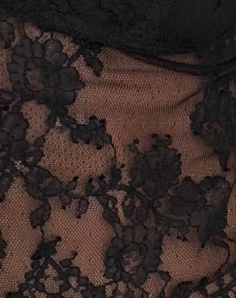 Kaika Plunge Cami Top in Eyelash Lace Black