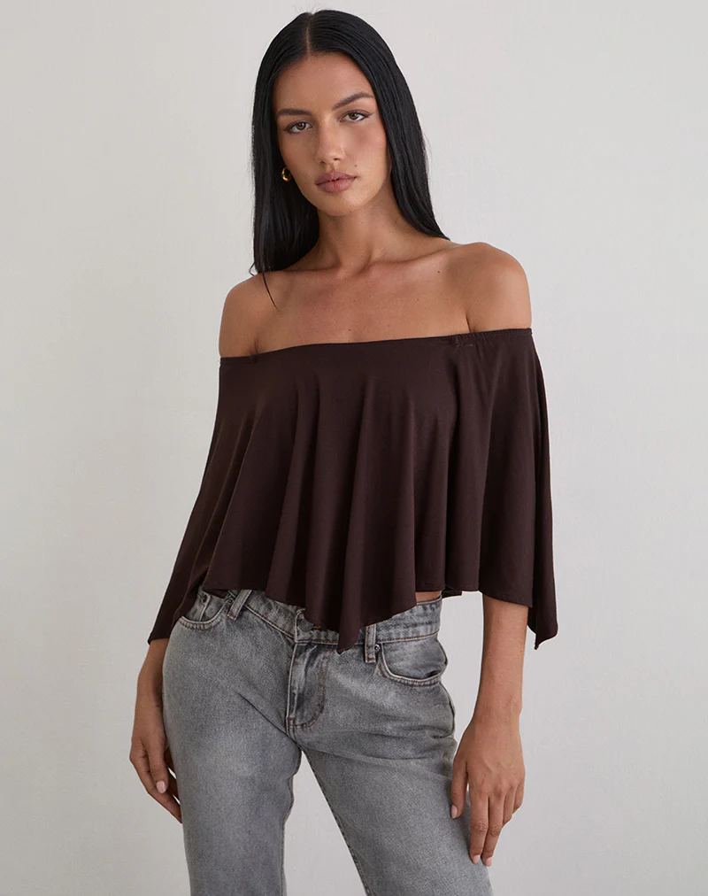 Kanela Slouch Poncho in Jersey Bitter Chocolate