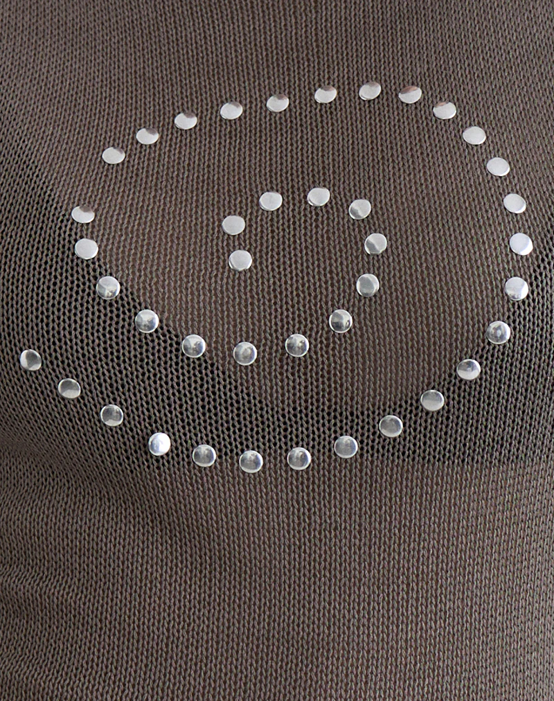 Miraya Top in Studded Sheer Knit Iron