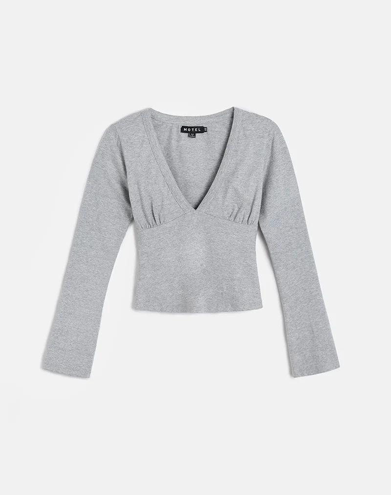 Emesy Long Sleeve Top in Grey Marl