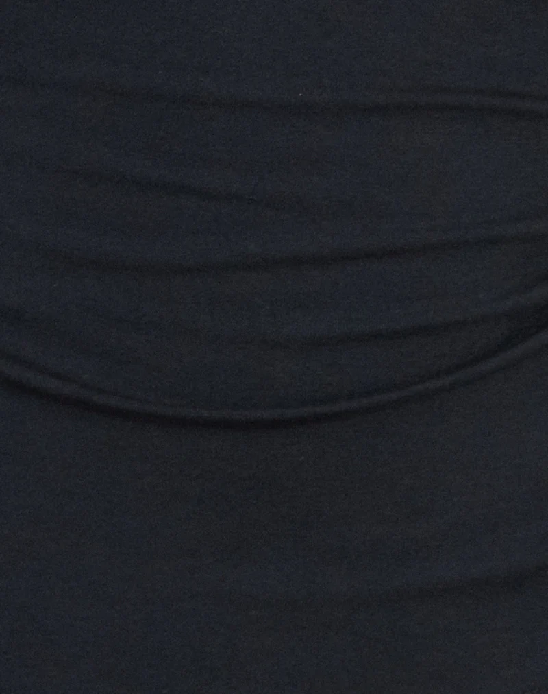 Raceline Halterneck Top in Rayon Jersey Black