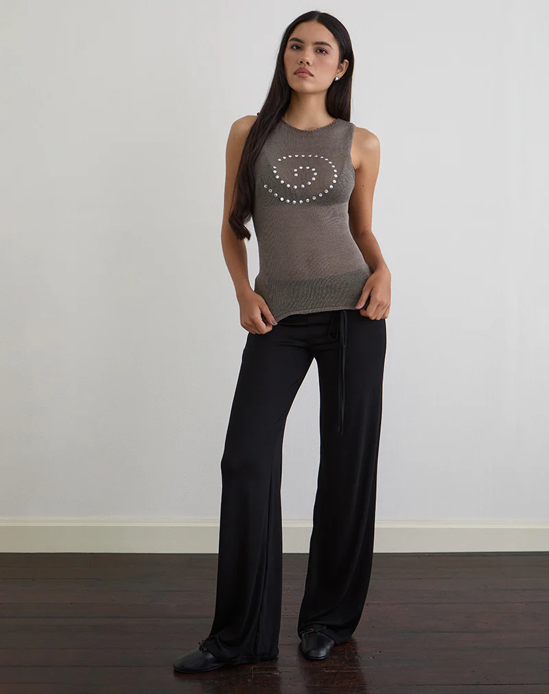 Miraya Top in Studded Sheer Knit Iron