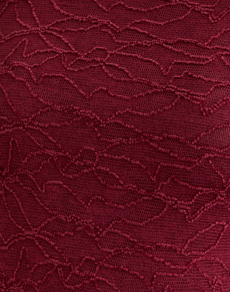 Aven Asymmetric Top in Textured Knit Red