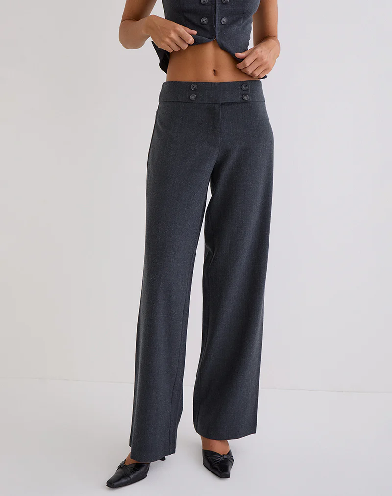 Arisyo Wide Leg Trouser in Tailoring Grey Blue