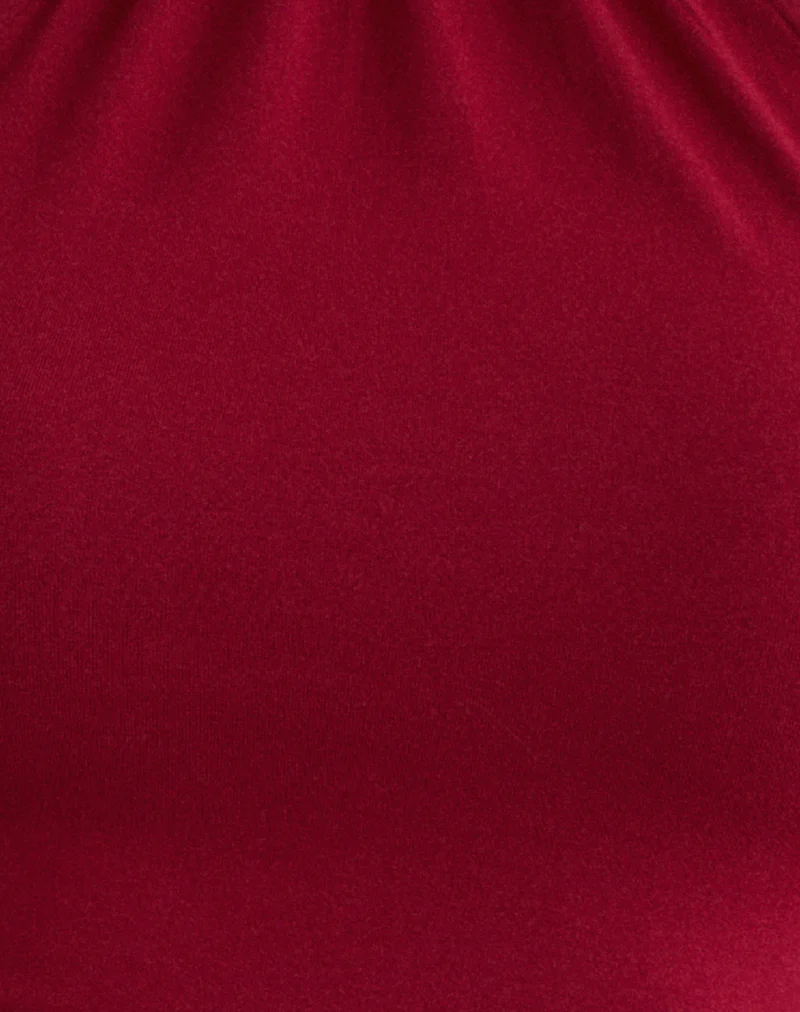 Raceline Halterneck Top in Rayon Jersey Adrenaline Red